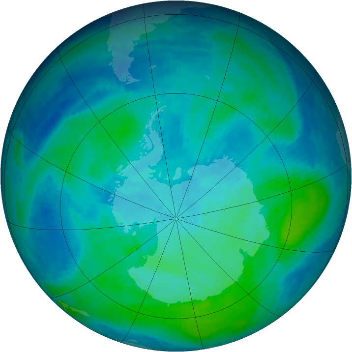 Antarctic ozone map for 24 February 1998